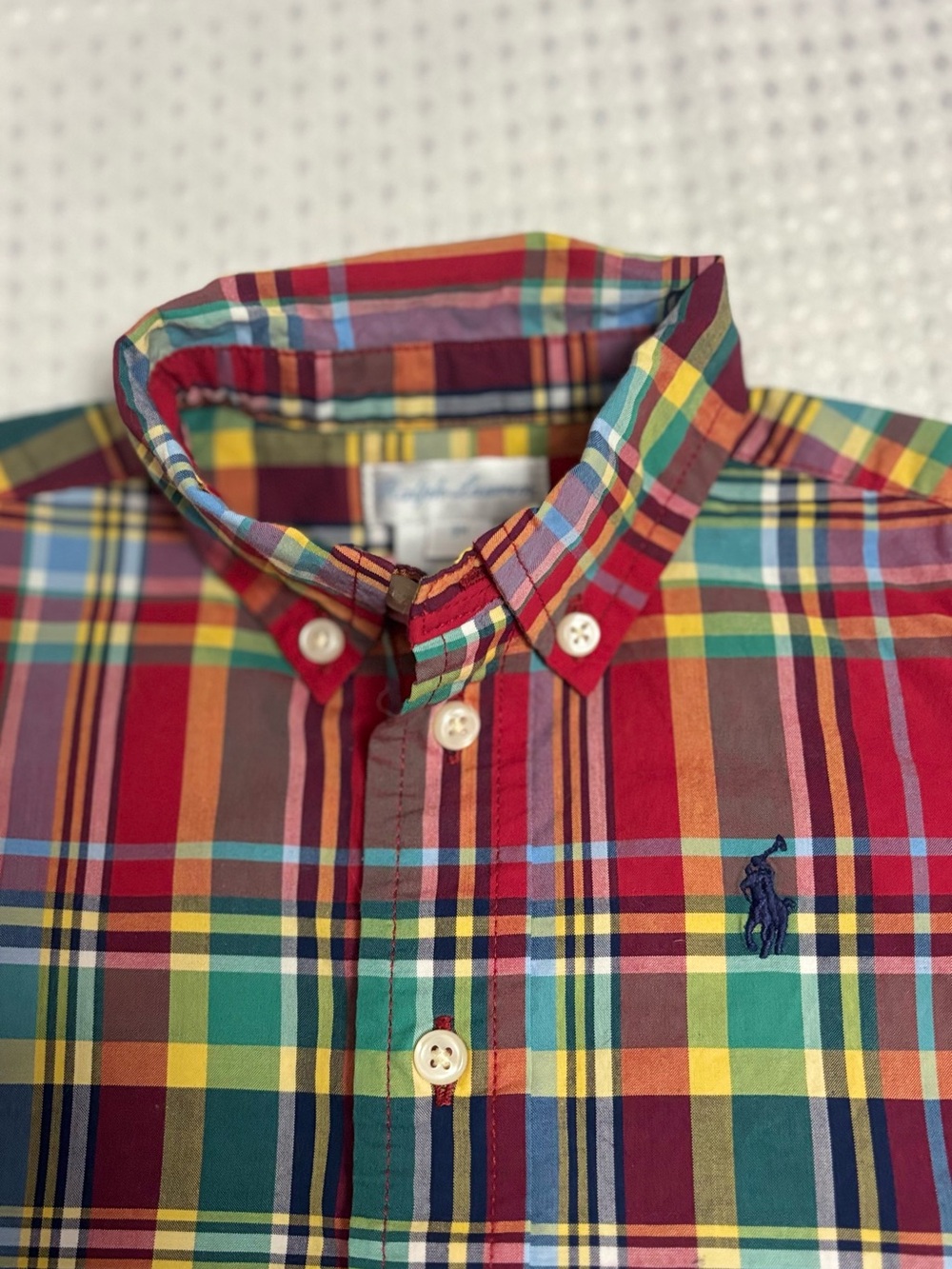 Ralph Lauren Multicolor Plaid Button-Down Shirt - Red/Green/boys 9 month